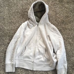 Old Navy Oatmeal Faux Fur Hoodie Sweatshirt Sz L